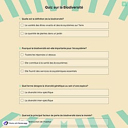 Quiz sur la Biodiversité
