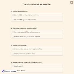 Cuestionario de Biodiversidad