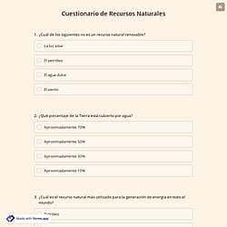 Cuestionario de Recursos Naturales