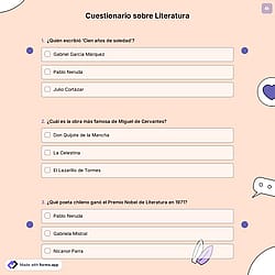 Cuestionario sobre Literatura