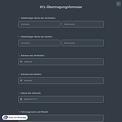 Kfz-Übertragungsformular