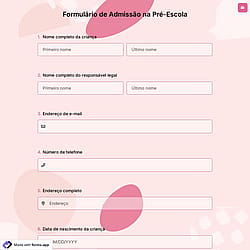Formulário de Admissão na Pré-Escola