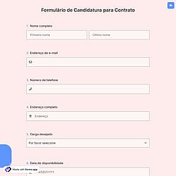 Formulário de Candidatura para Contrato