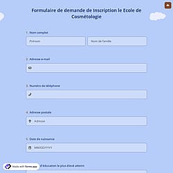 Formulaire de Demande de Inscription le Ecole de Cosmétologie