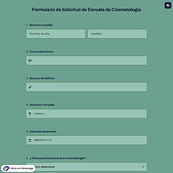 Formulario de Solicitud de Escuela de Cosmetología