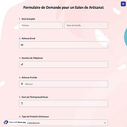 Formulaire d'inscription pour foire artisanale