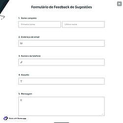 Formulário de Feedback de Sugestões