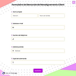 Formulaire de Demande de Renseignements Client