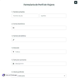 Formulario de Perfil de Viajero
