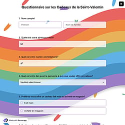Questionnaire sur les Cadeaux de la Saint-Valentin