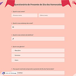 Questionário de Presente de Dia dos Namorados