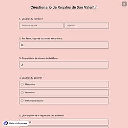 Cuestionario de Regalos de San Valentín