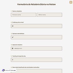 Formulário de Relatório Diário no Notion