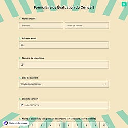 Formulaire de Évaluation du Concert