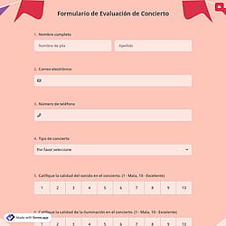 Formulario de Evaluación de Concierto