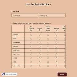 Skill Set Evaluation Form