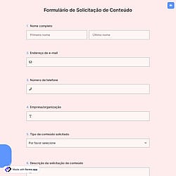 Formulário de Solicitação de Conteúdo