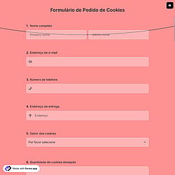 Formulário de Pedido de Cookies