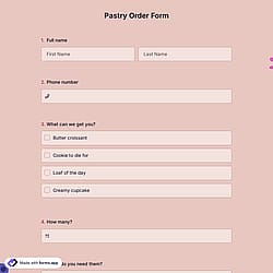 Pastry Order Form