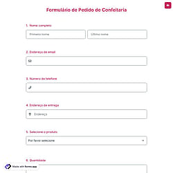 Formulário de Pedido de Confeitaria
