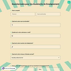 Questionnaire pour les Assistants de Enseignement