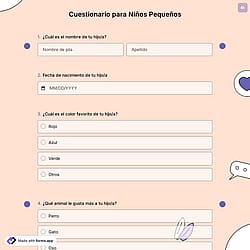 Cuestionario para Niños Pequeños