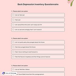 Beck Depression Inventory Questionnaire