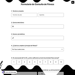 Formulario de consulta de fitness