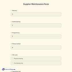 Supplier Maintenance Form