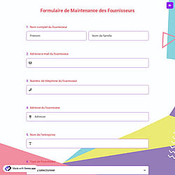 Formulaire de Maintenance des Fournisseurs