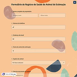 Formulário de Registro de Saúde do Animal de Estimação