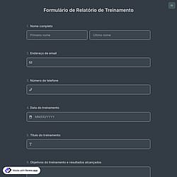 Formulário de Relatório de Treinamento