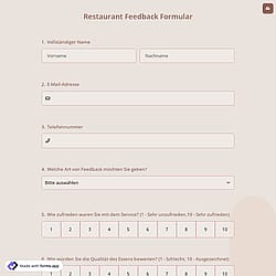 Restaurant-Feedback-Formular