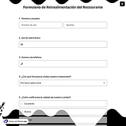 Formulario de comentarios para restaurantes