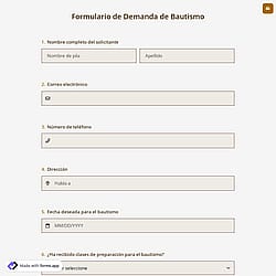 Formulario de Demanda de Bautismo