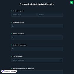 Formulario de Solicitud de Negocios