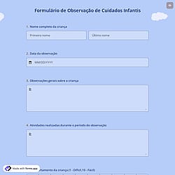 Formulário de Observação de Cuidados Infantis