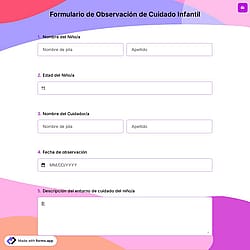 Formulario de Observación de Cuidado Infantil