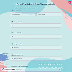 Formulário de Inscrição no Clube de Natação