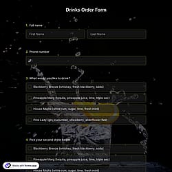 Drinks Order Form
