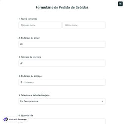 Formulário de Pedido de Bebidas