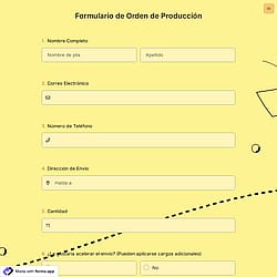 Formulario de Orden de Producción