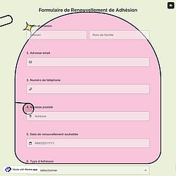 Formulaire de Renouvellement de Adhésion