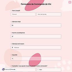 Bon de commande de vin