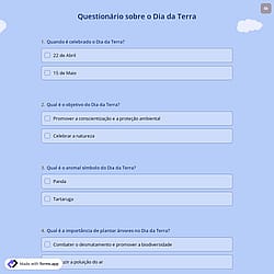 Questionário sobre o Dia da Terra