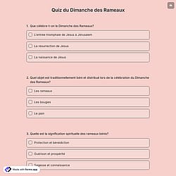 Quiz du Dimanche des Rameaux
