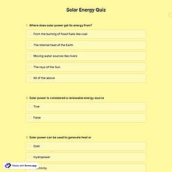 Solar Energy Quiz