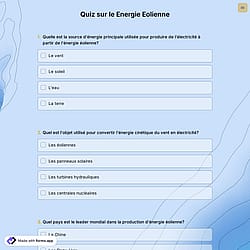 Quiz sur le Energie Eolienne