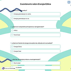 Cuestionario sobre Energía Eólica