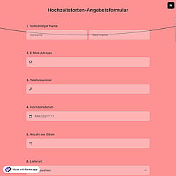 Hochzeitstorten-Angebotsformular